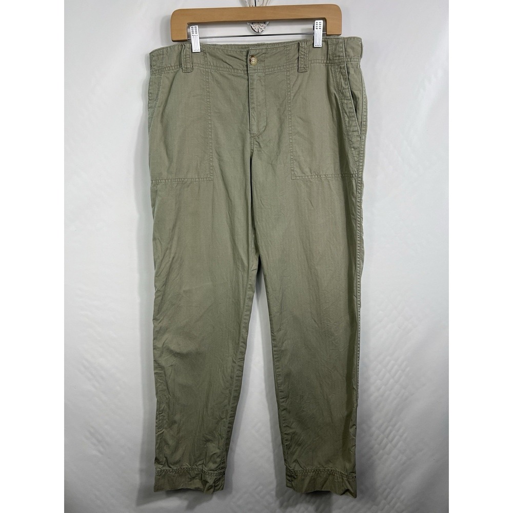 Lauren Ralph Lauren Pants Womens 12 Olive Green Herringbone Utility Straight Leg